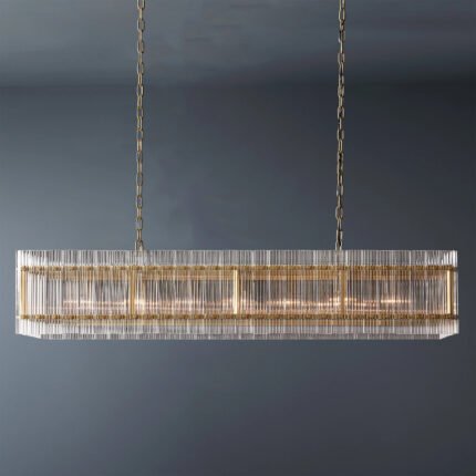 Hen Cbcro Rectangular Crystal Chandelier 54"