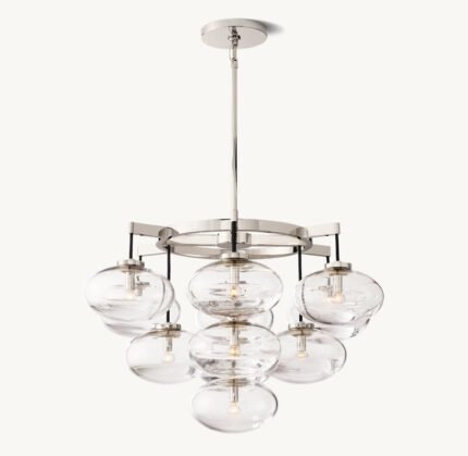 CABRETTE CLEAR GLASS ROUND CHANDELIER 36"