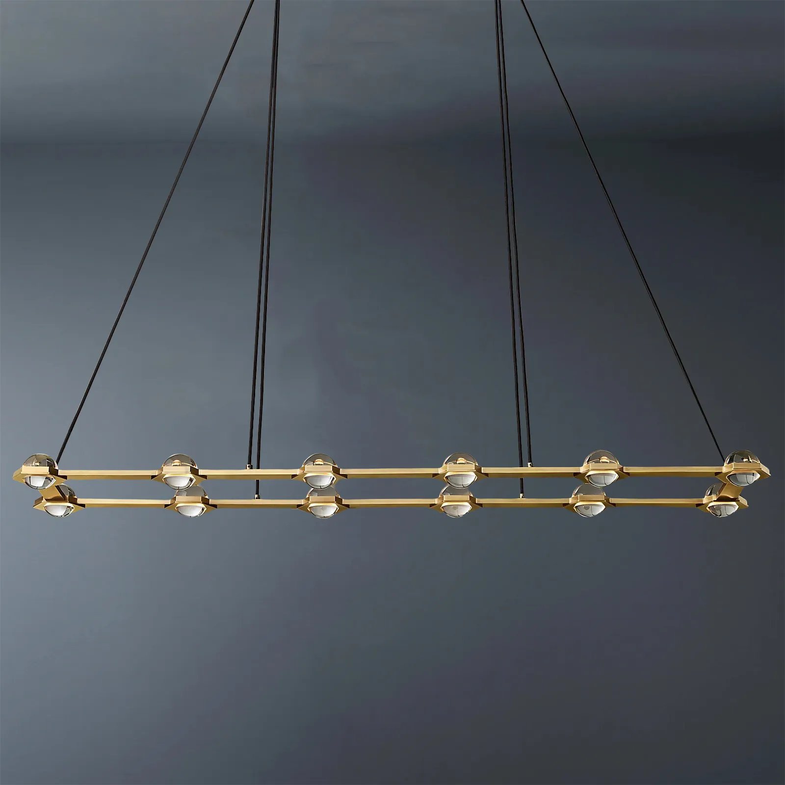 Eclatant Crystal Ball Rectangular  Chandelier 72"