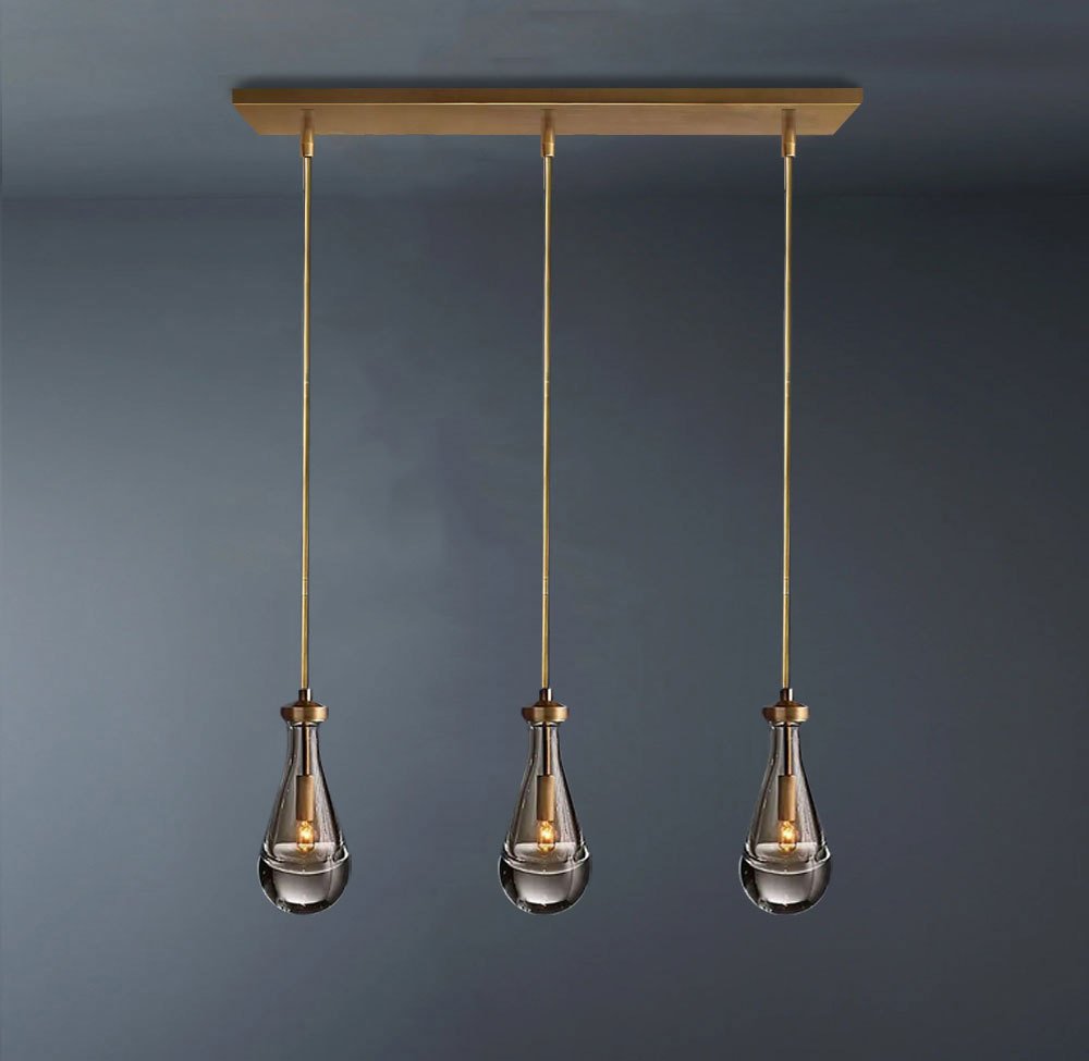 Raindrop Linear 3-Light Rod Chandelier