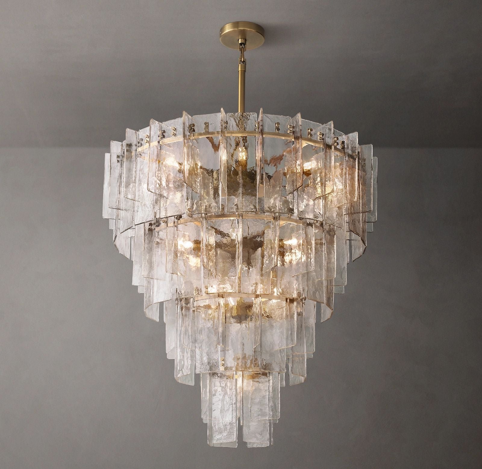 Lattic Tired Glass Chandelier 47"