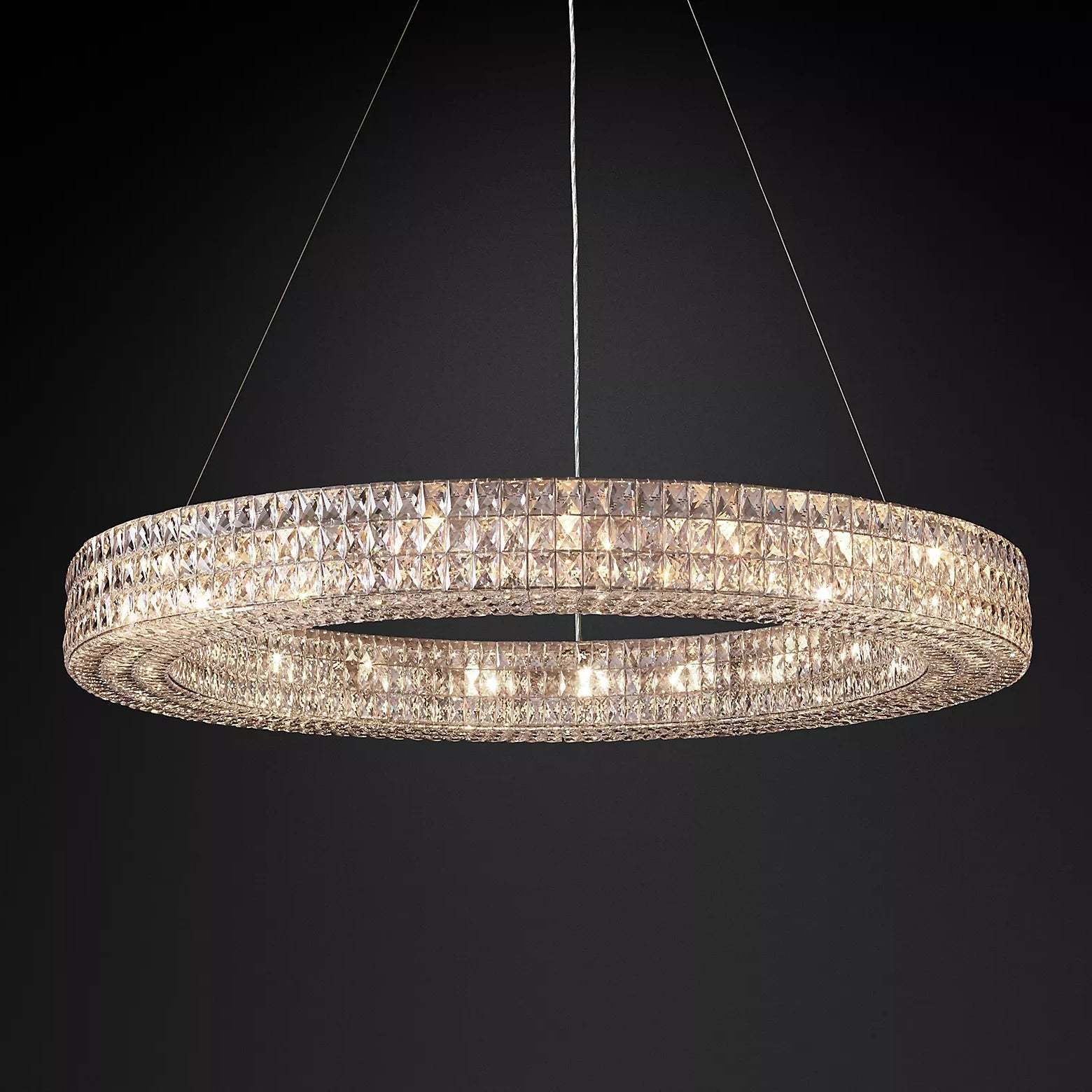 Luxury Crystal Glass Spiridon Round Chandelier 32" 44" 59" For Dinning Room