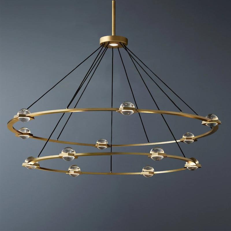 Eclatant Crystal Ball Round 2-Tier Chandelier 60"