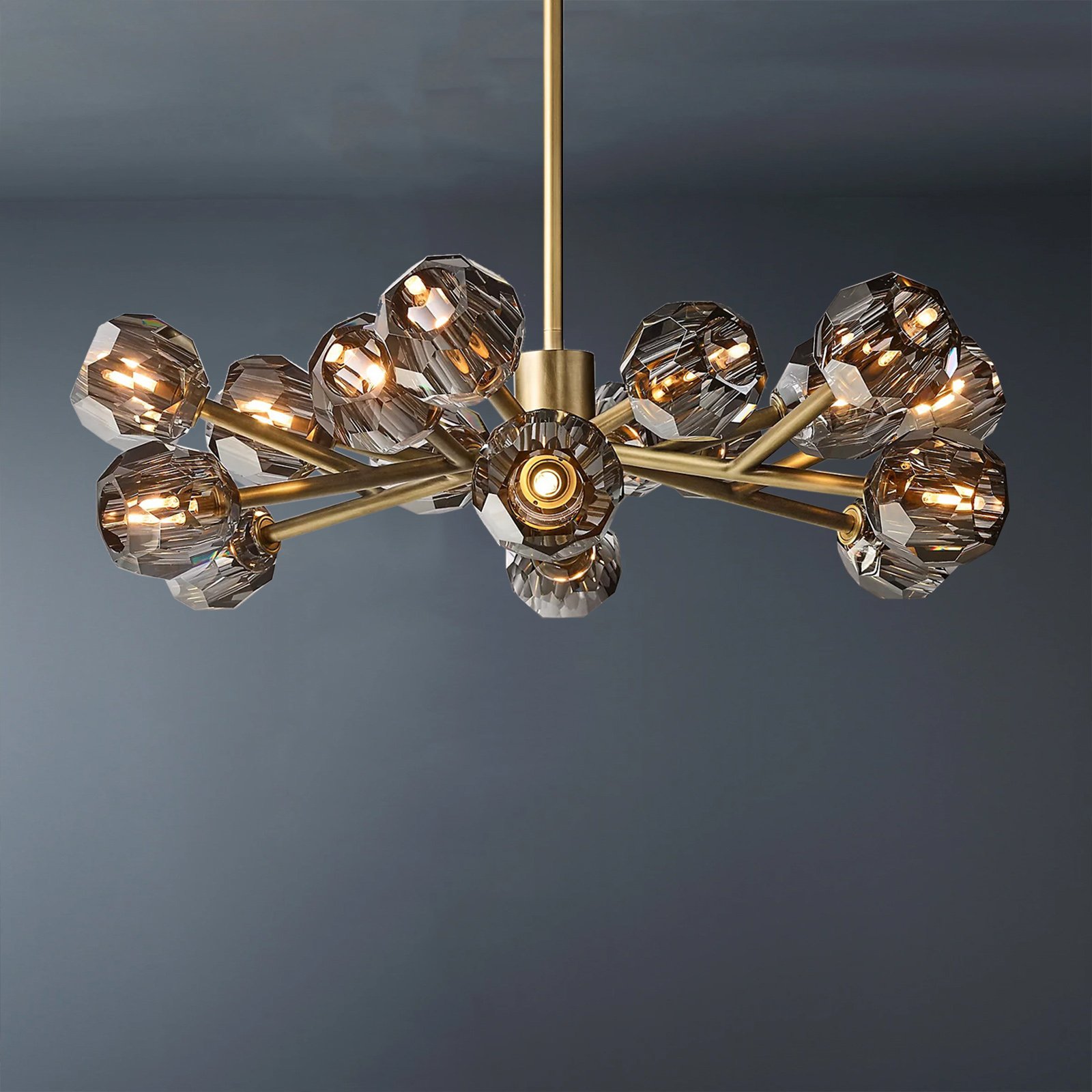 Cell de Crystal Smoke Chandelier 36"