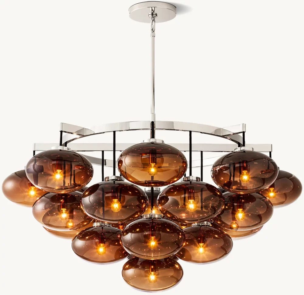 CABRETTE AMBER GLASS ROUND CHANDELIER 48"