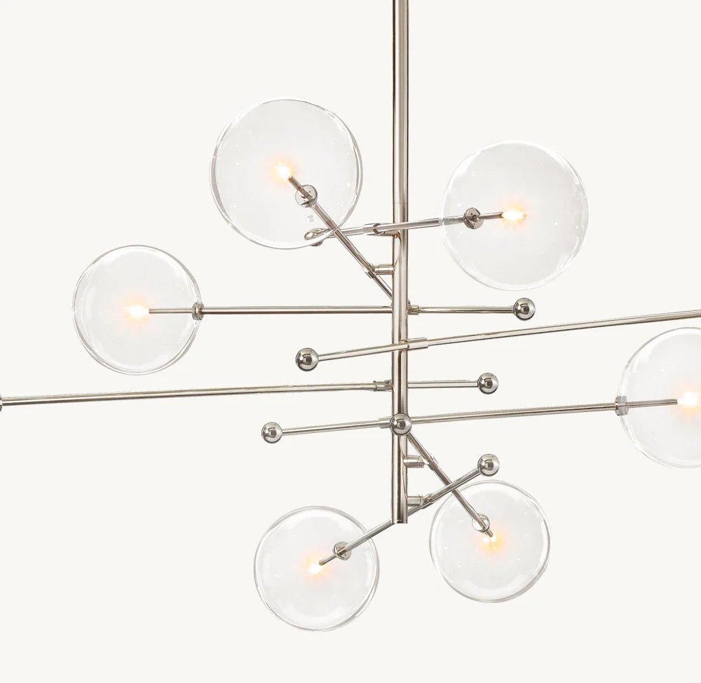 GLASS GLOBE MOBILE EIGHT-ARM CHANDELIER 79"