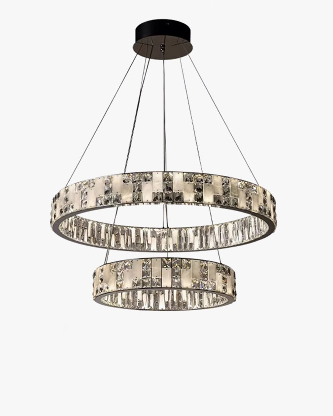 Tiered Round Crystal Alabaster Chandelier-WM2740