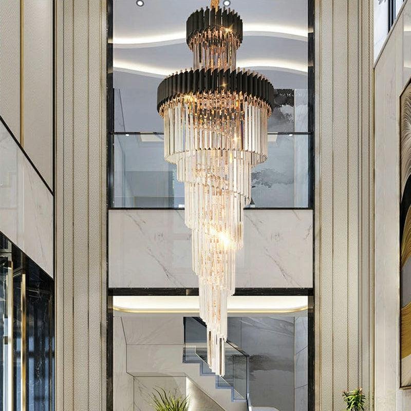 Spiral Crystal Chandelier For Foyer/ Staircase