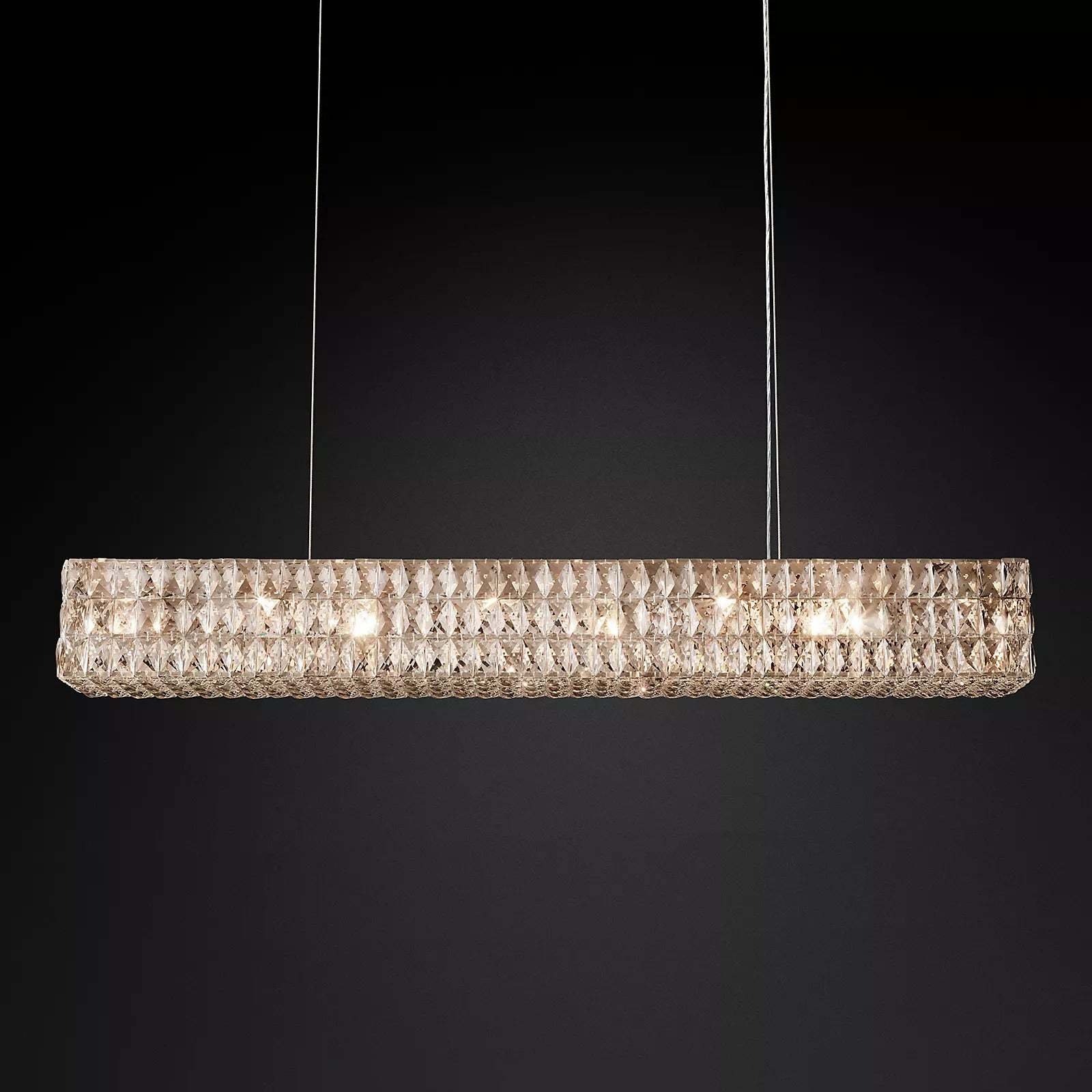 Luxury Crystal Glass Spiridon Linear Chandelier 49" 61" For Dinning Room