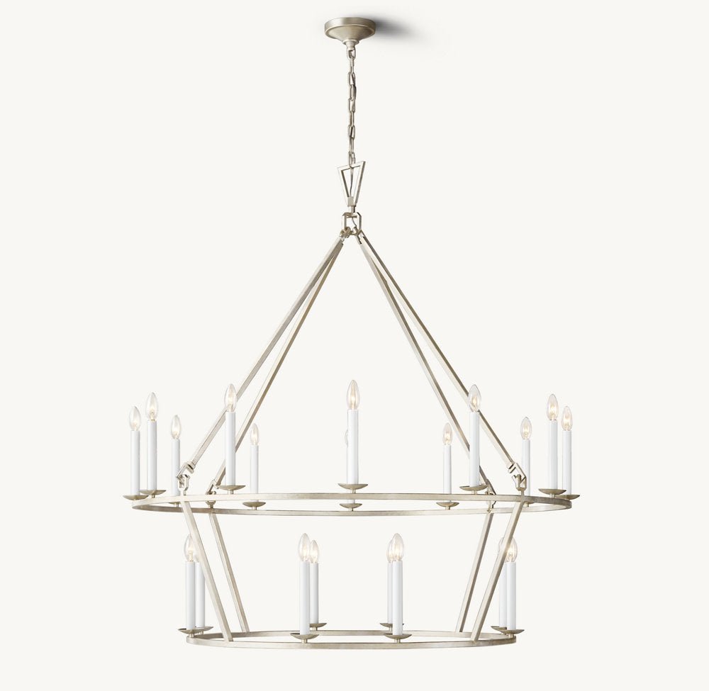 19TH C. ENGLISH OPENWORK TWO-TIER ROUND CHANDELIER 50"