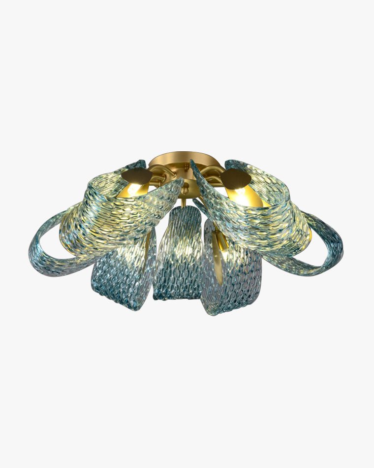 Peacock Sea Glass Semi-Flush Mount Ceiling Light-WM1111