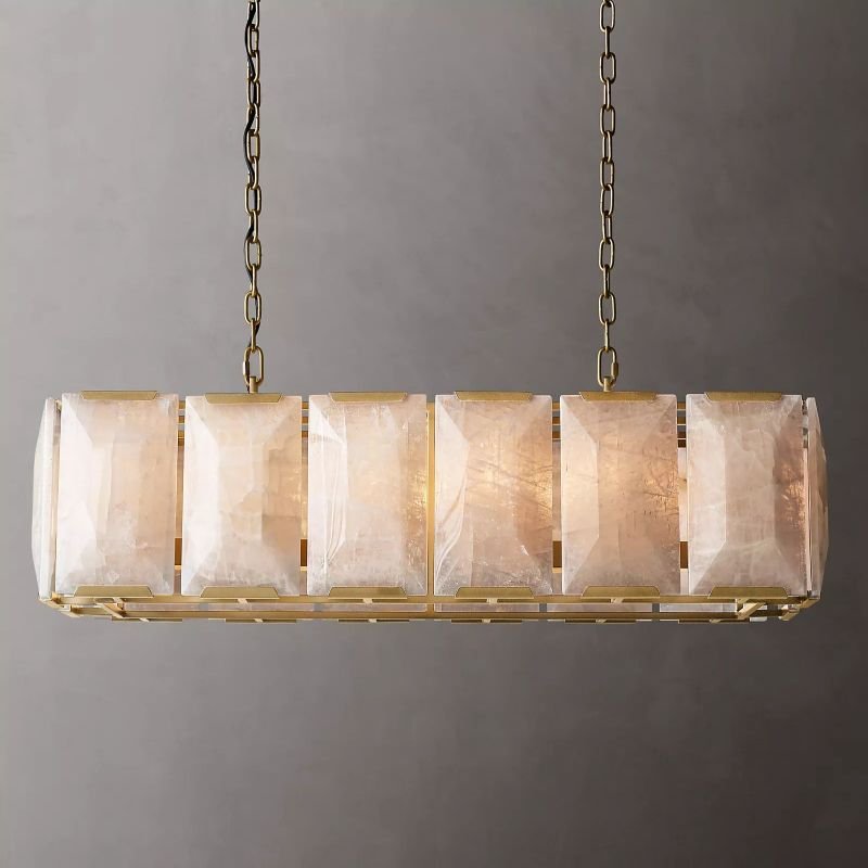 Harlow Translucent Calcite Rectangular Chandelier 42"