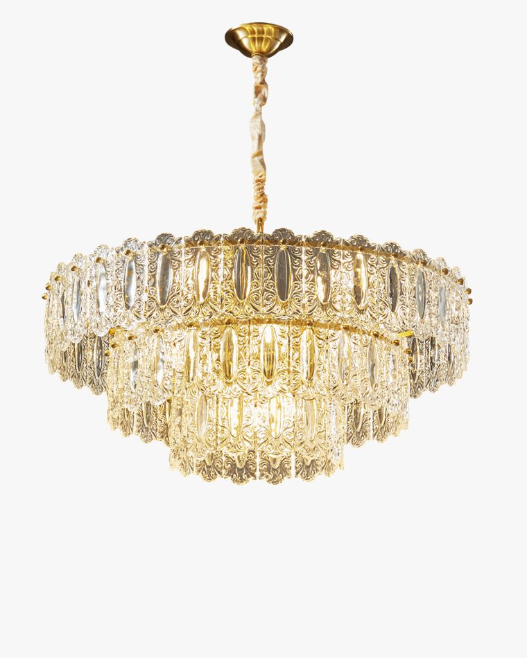 Textured Glass Tiered Chandelier-WM2177