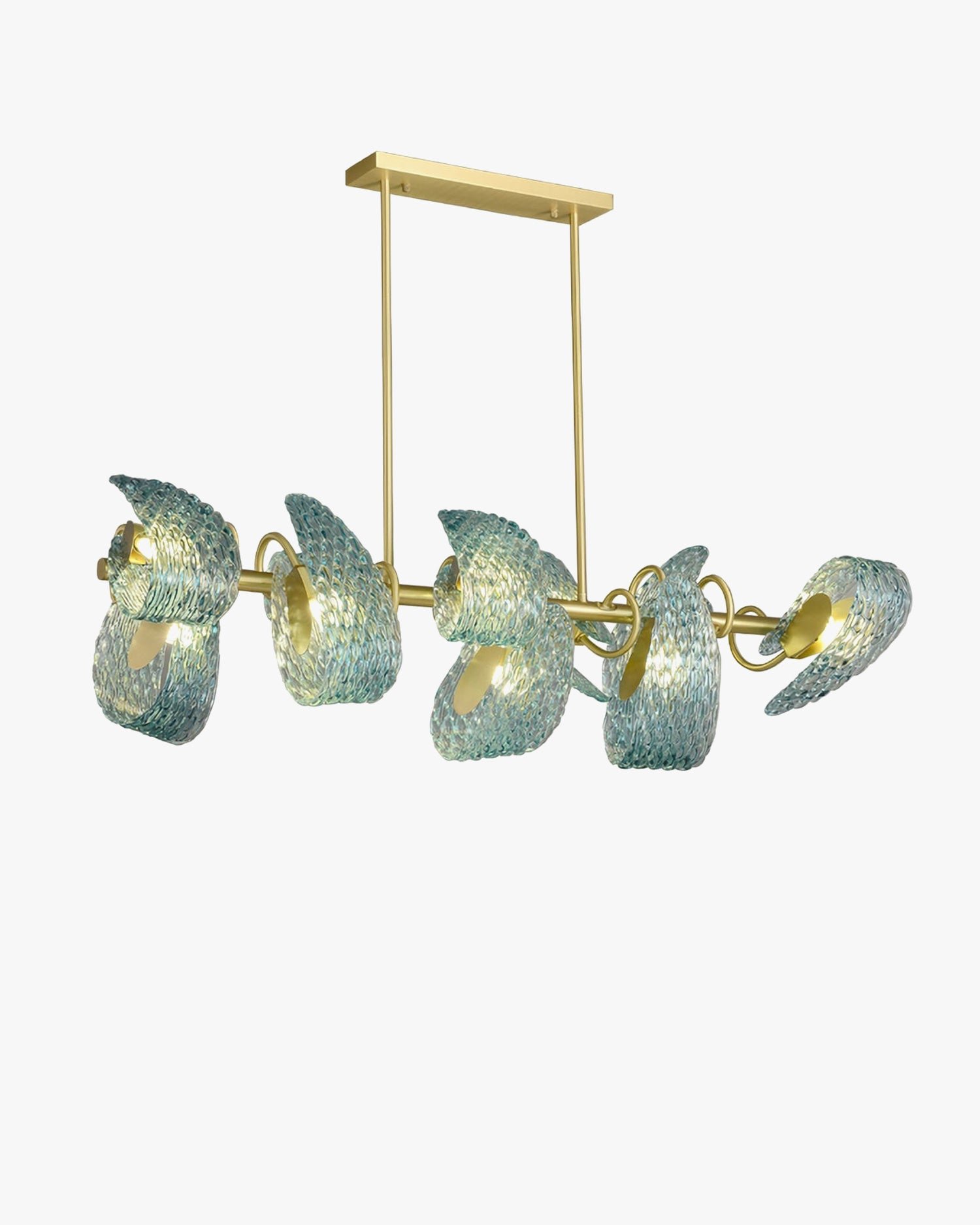 Peacock Blue Art Glass Linear Chandelier-WM2213c