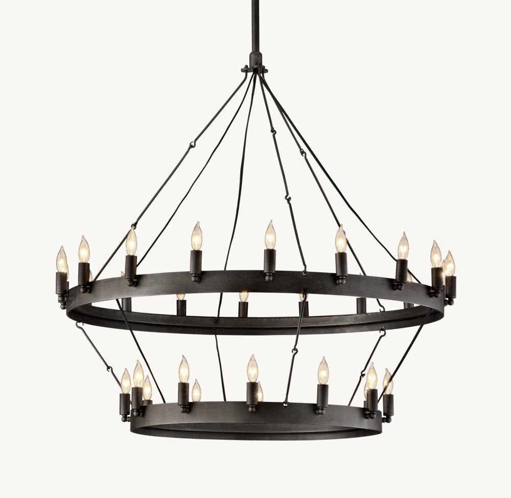 CAMINO VINTAGE CANDELABRA TWO-TIER CHANDELIER 38"