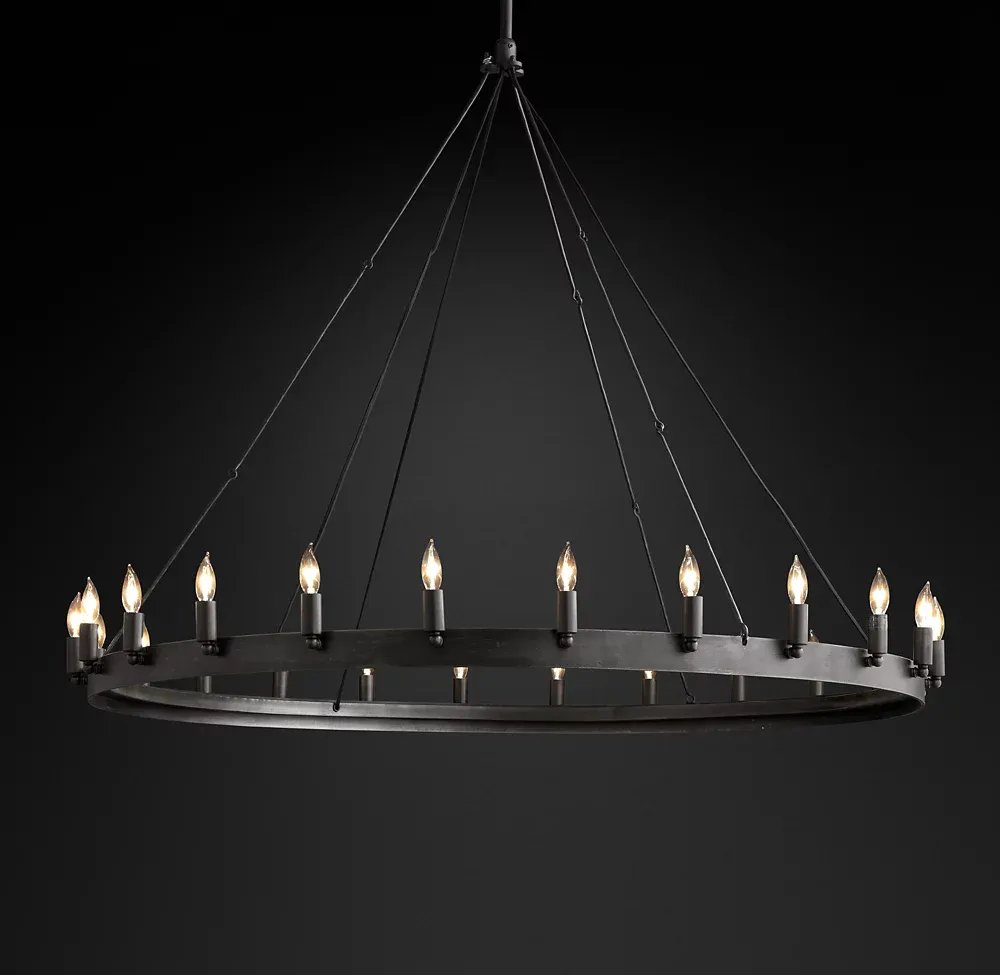 Camino Vintage Candelsbra Round Metal Chandelier For Living Room