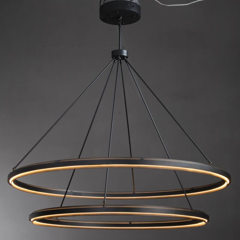 Knight Black 2-Tier Round Chandelier 60"