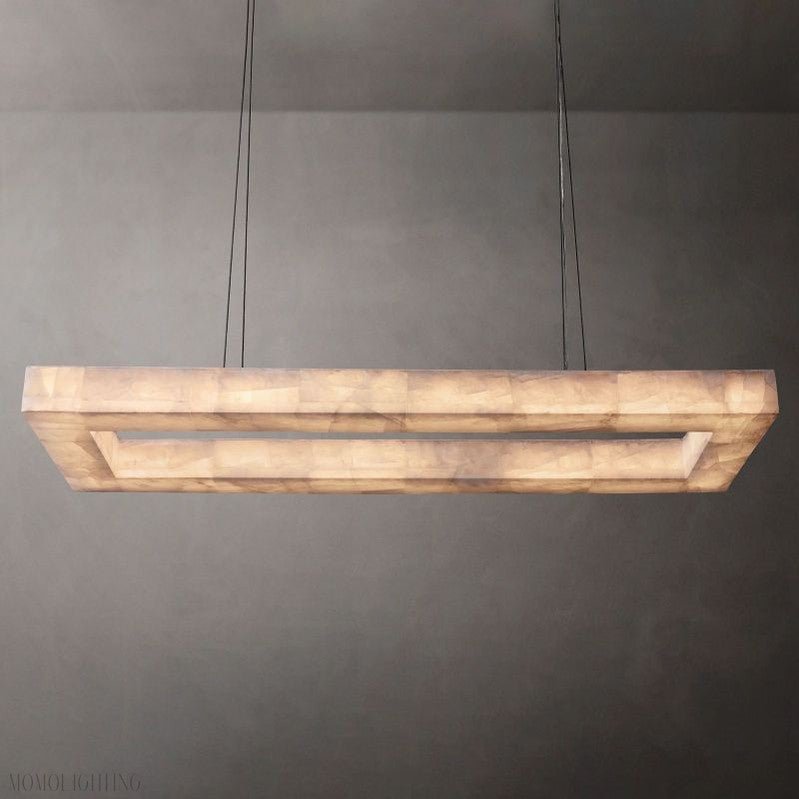 Alabaster Riven Rectangular Chandelier 54"