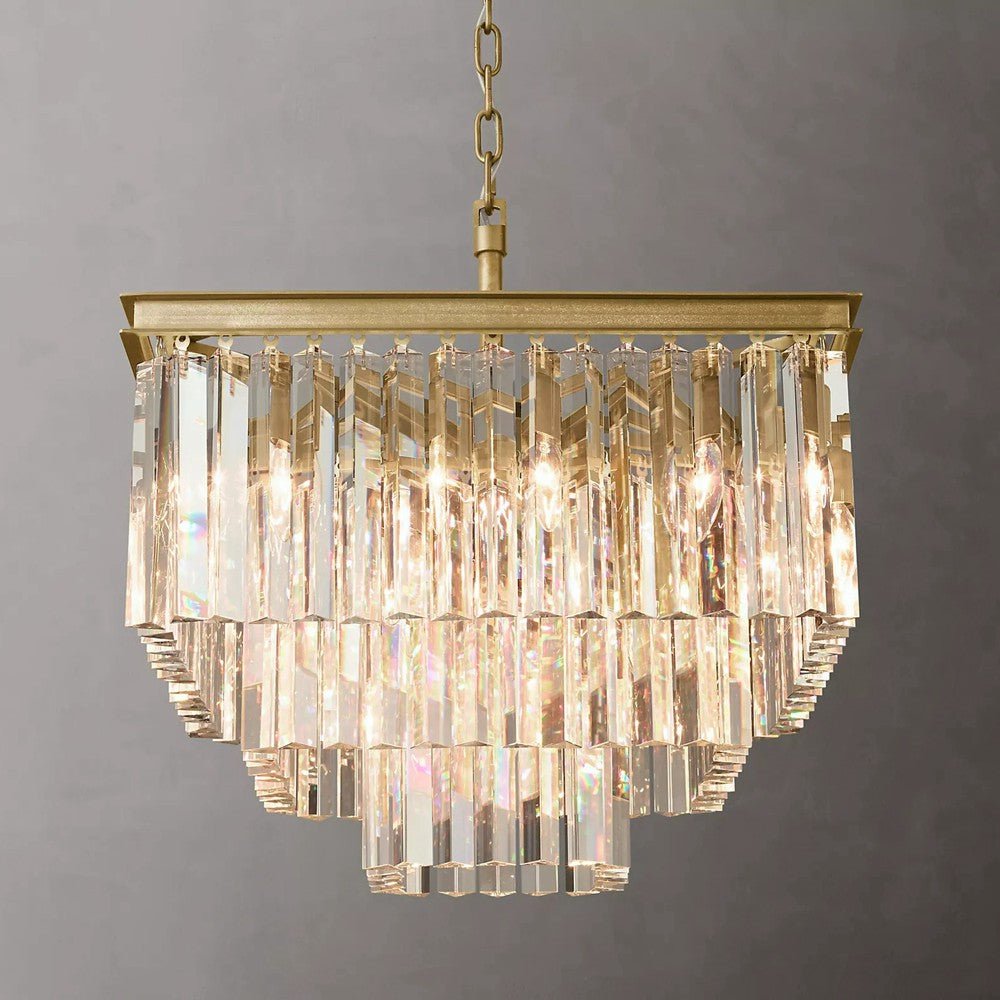 Odeon Square Crystal Chandelier 22",3-Tier