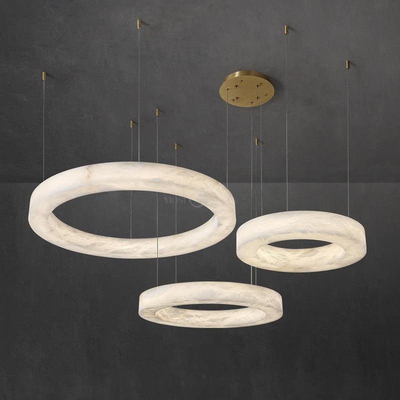 Alabaster Modern Ring Chandelier 20"