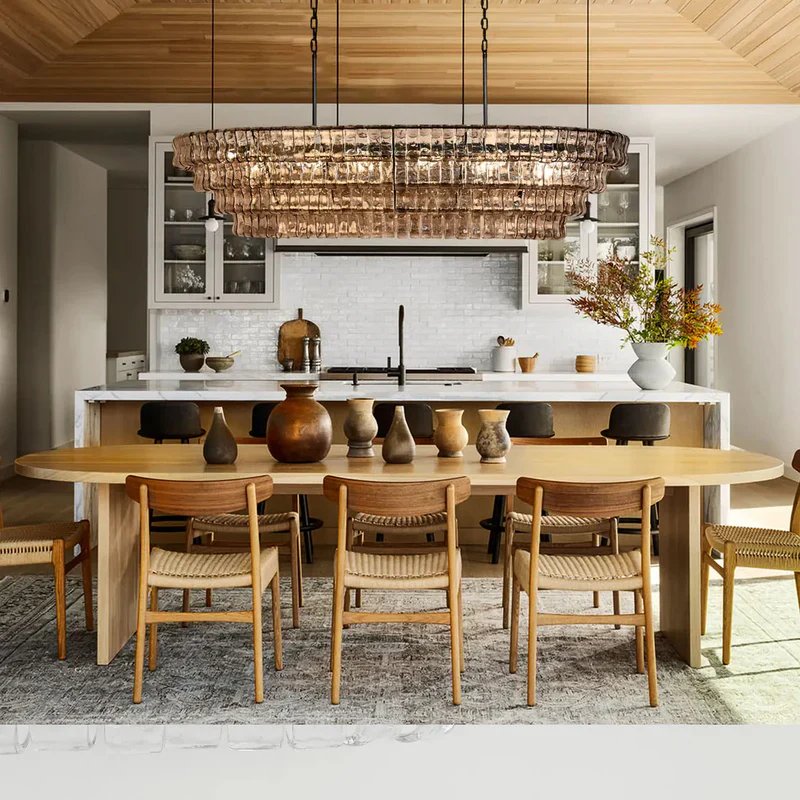 Ghiaccio Art Glass Oval Chandelier 54"/65"