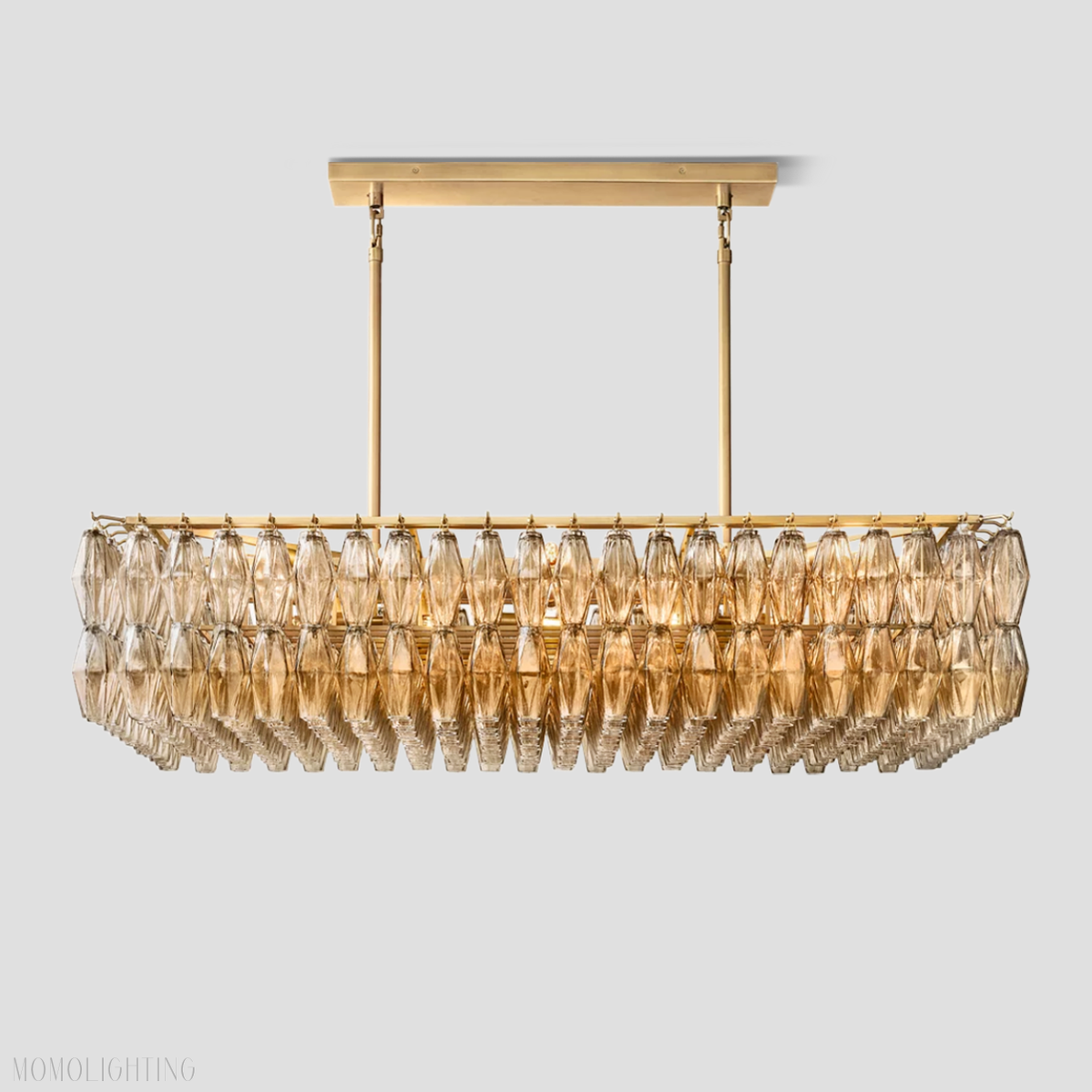 Chiara Glass Tiered Rectangular Chandelier 54"W