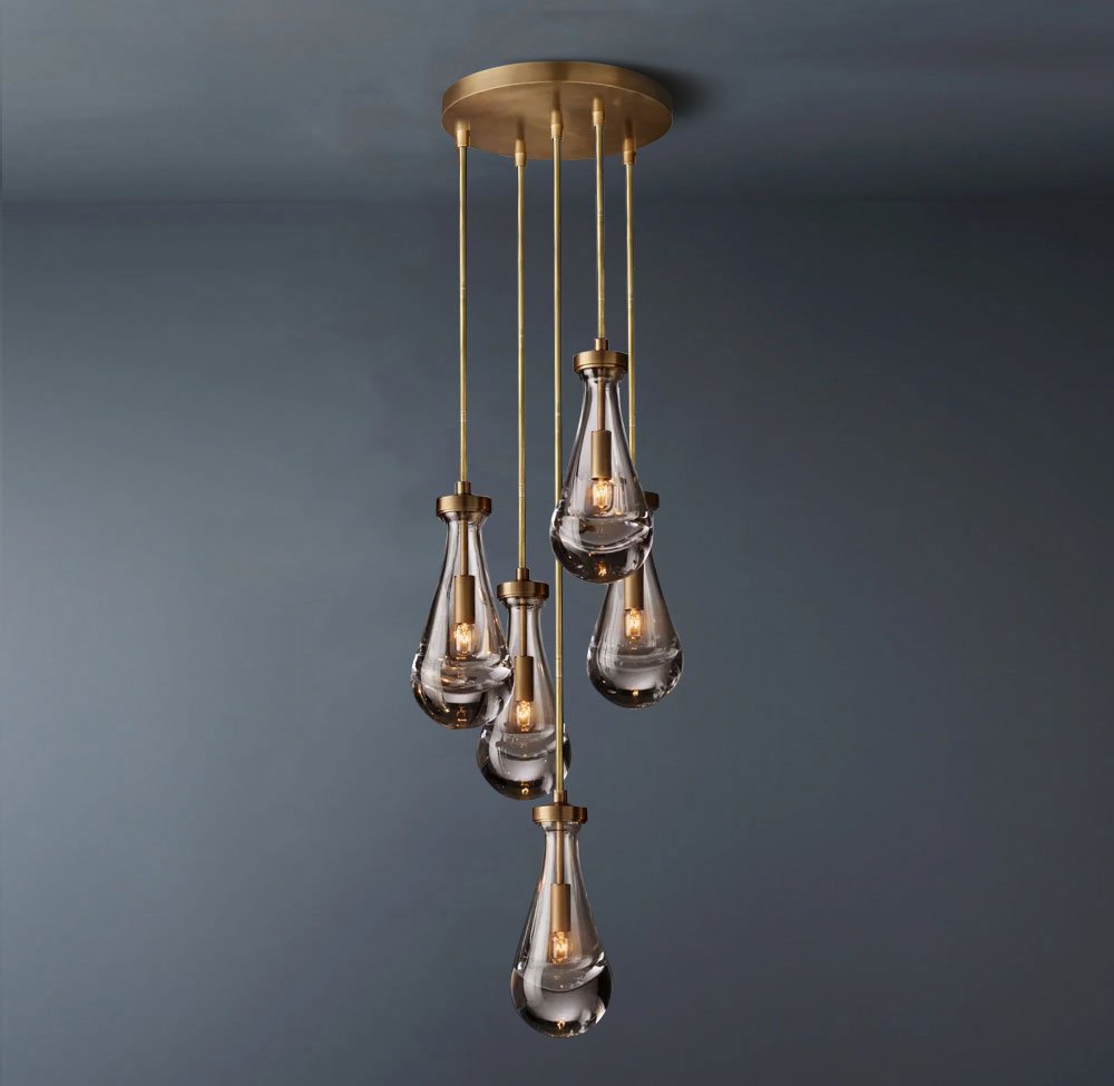 Raindrop Round 5-Lights Chandelier (Rod)