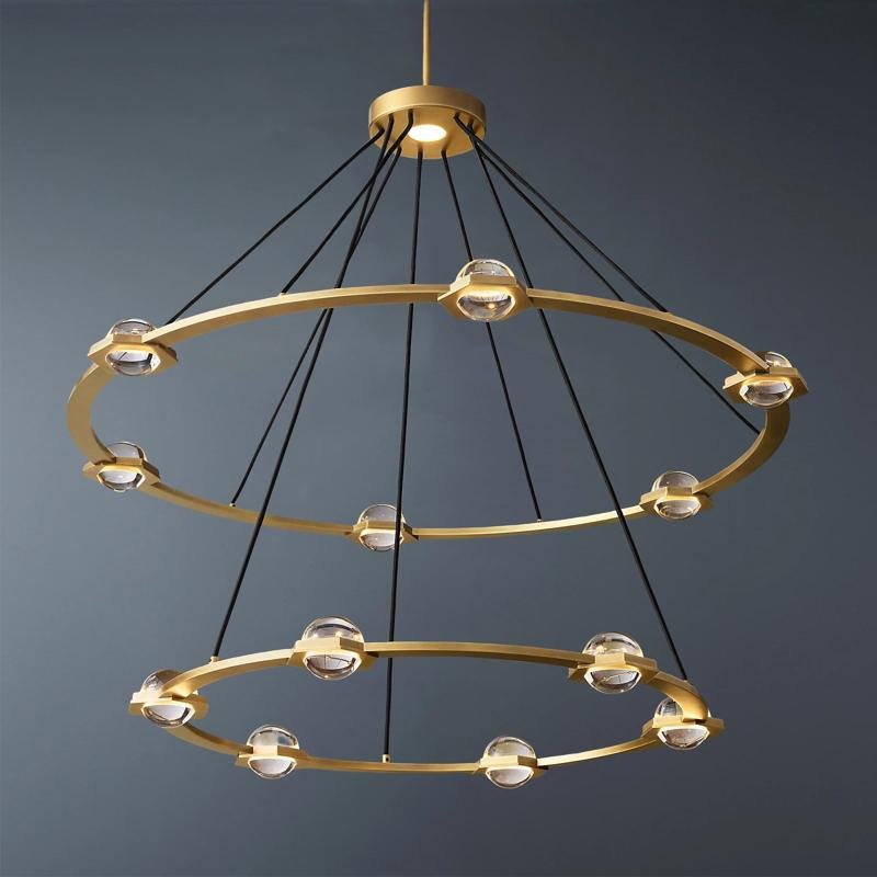 Eclatant Crystal Ball Round 2-Tier Chandelier 48"