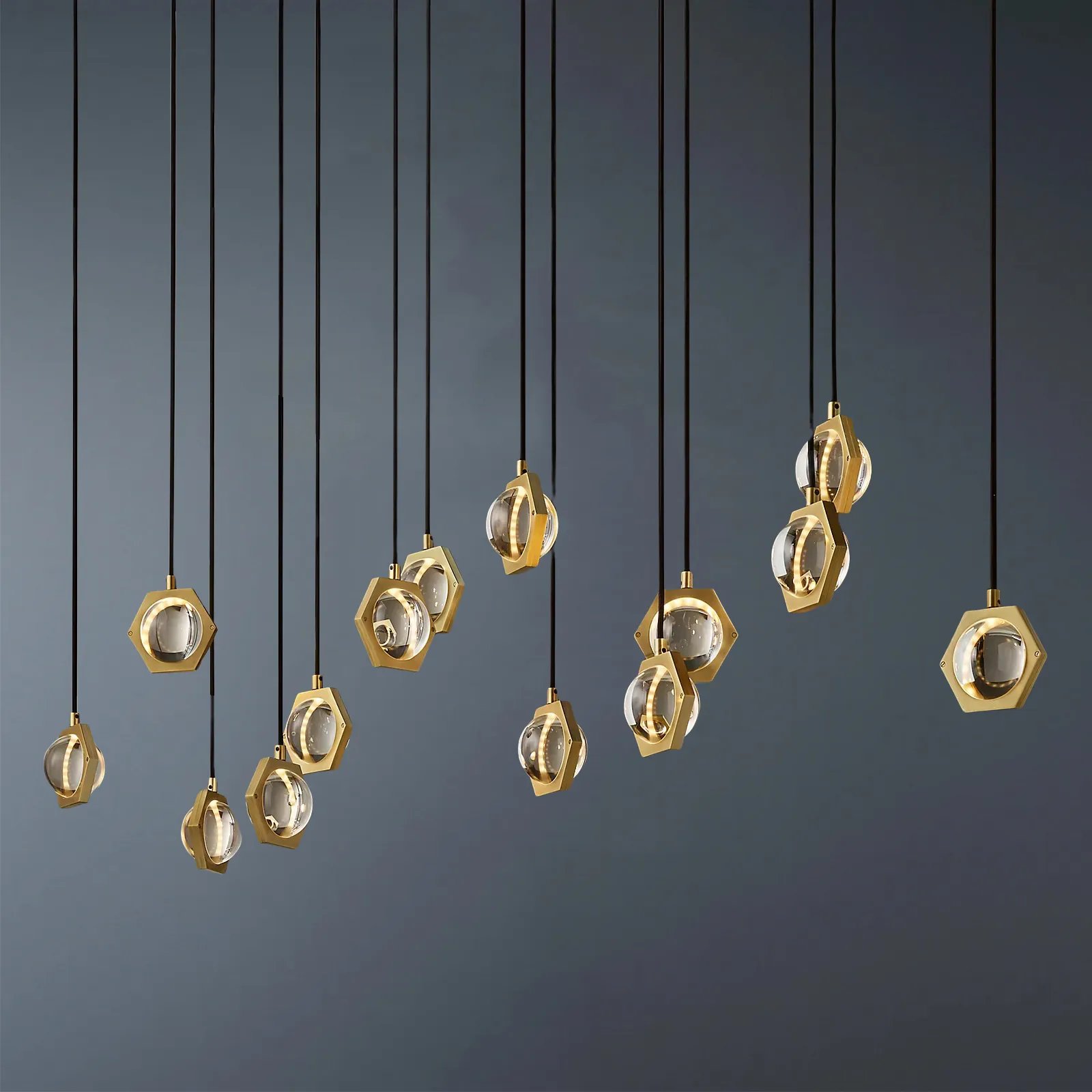 Eclatant Crystal Ball Rectangular Linear Chandelier 72"