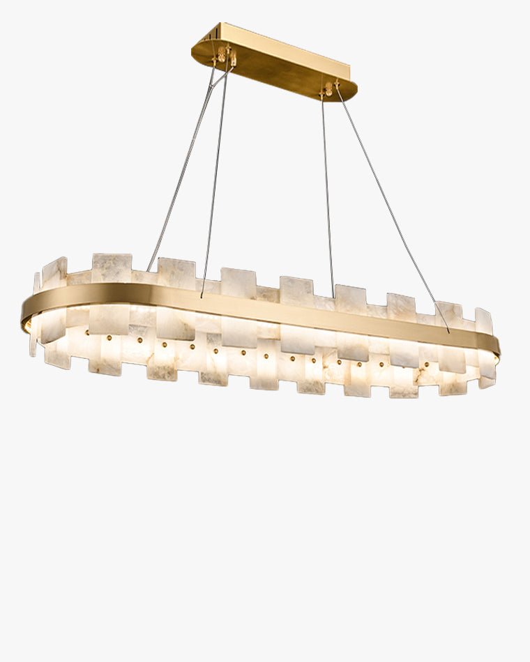 Gold Alabaster Round Chandelier-WM2394