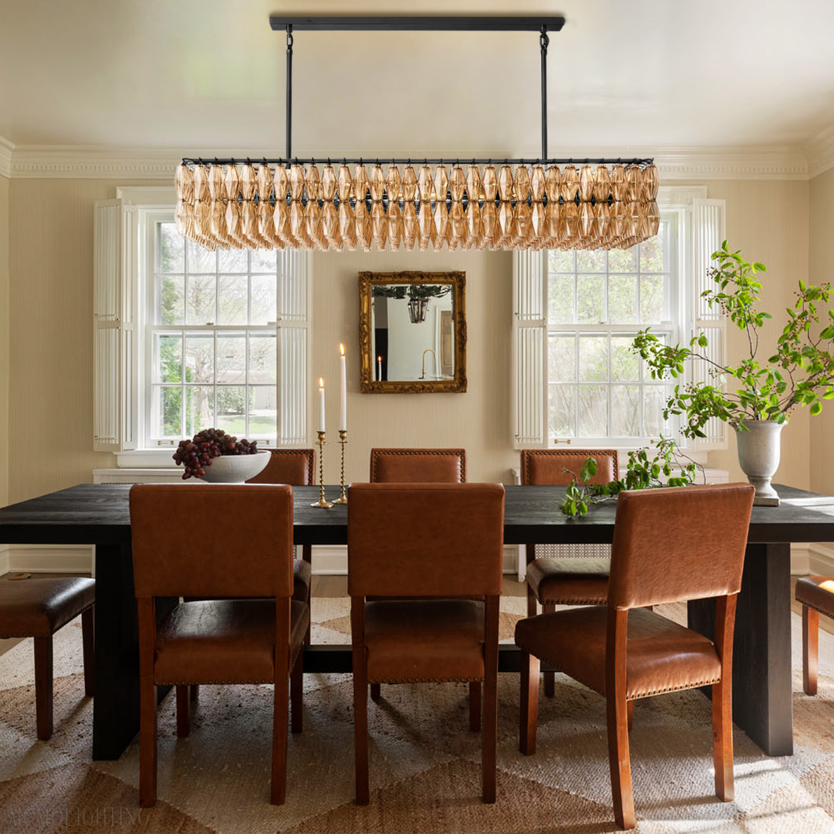 Chiara Glass Tiered Rectangular Chandelier 74"W