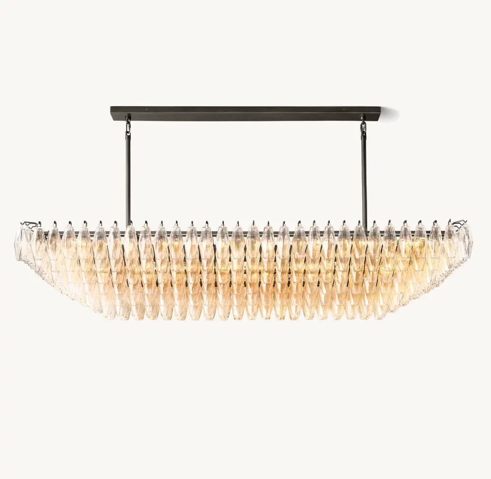 CHIARA CLEAR GLASS TIERED RECTANGULAR CHANDELIER 74"