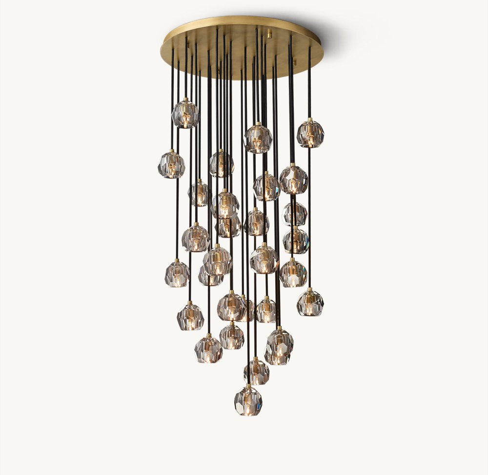 BOULE DE CRISTAL SMOKE GLASS ROUND CLUSTER CHANDELIER 30"