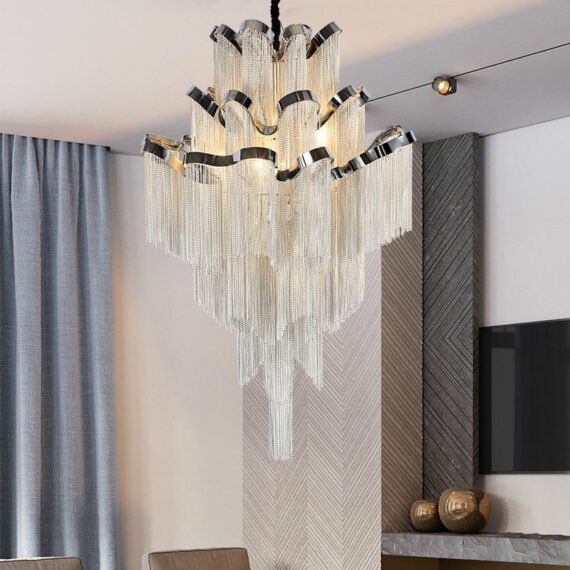 3-Layer Cascading Aluminum Tassel Chandelier
