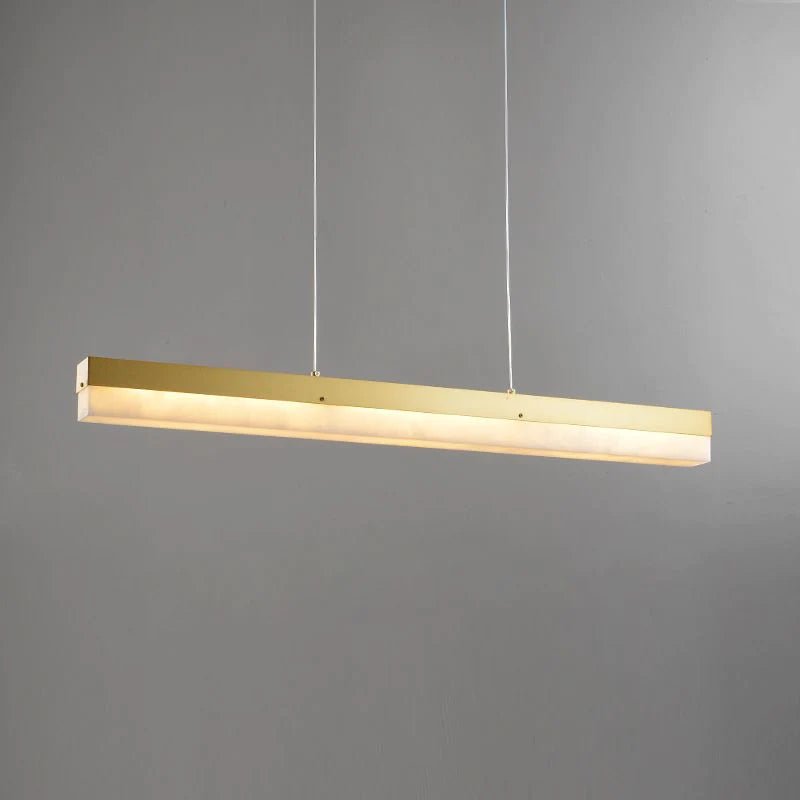 Alabaster Modern Minimalist Linear Chandelier Over Kitchen Island