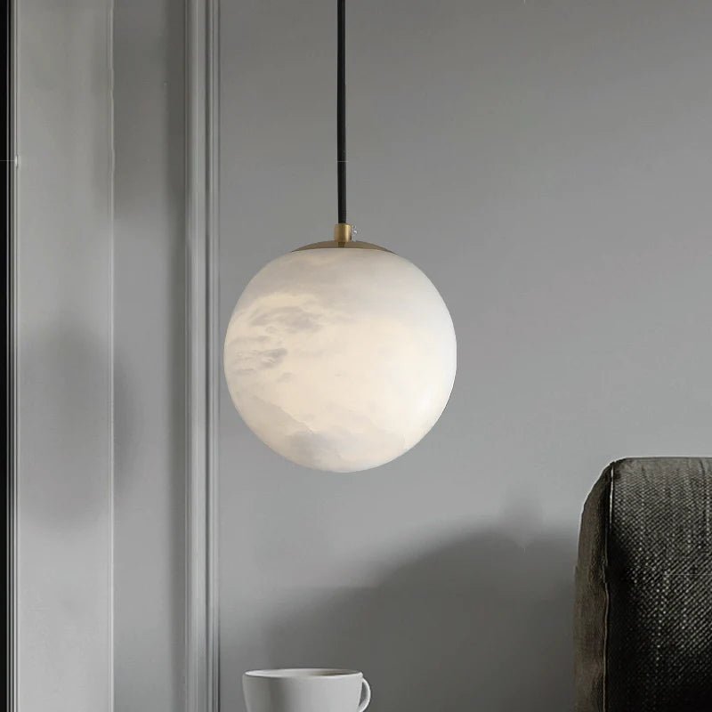 Hansa Modern Alabaster Ball Pendant Light, Island Mini Pendant Light
