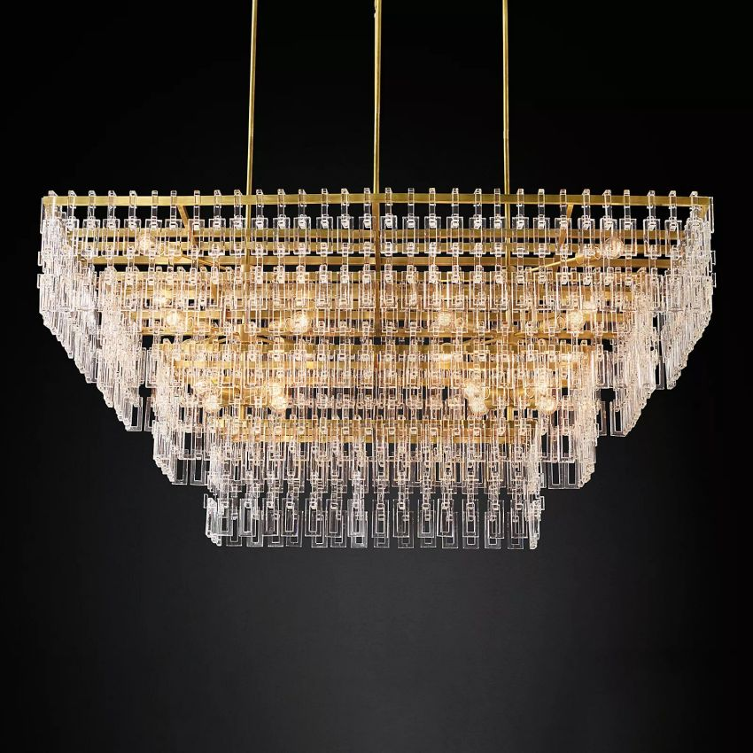 Marignan Modern Crystal Rectangle Chandelier 72"